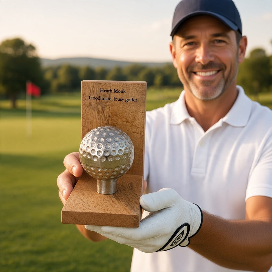 Personalised Golf Ball Ornament – Handmade Golf Gift & Alternative Trophy