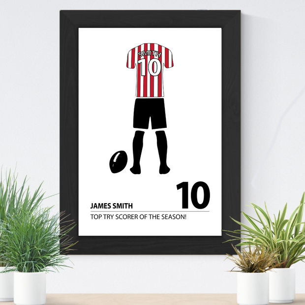 Personalised Rugby Kit Print (Hoops and Stripes)