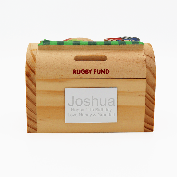 Personalised Rugby Money Box/Piggy Bank