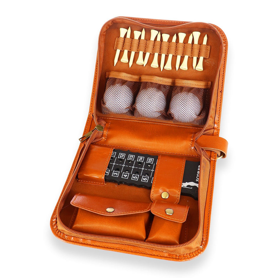 Personalised Golfer’s Accessory Gift Set – Tan Leather Case