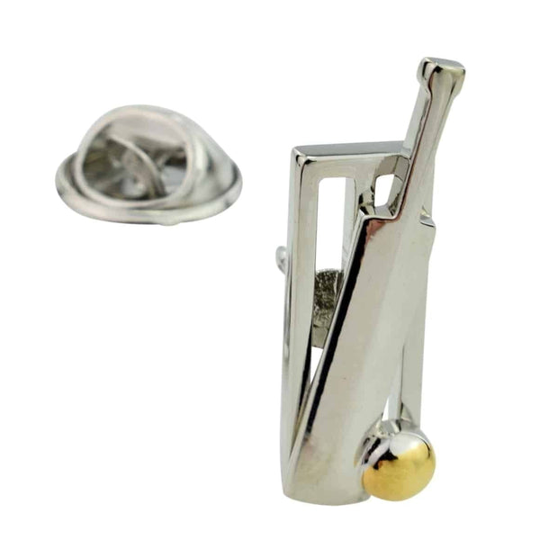 Cricket Two Tone Bat and Ball Tie Pin