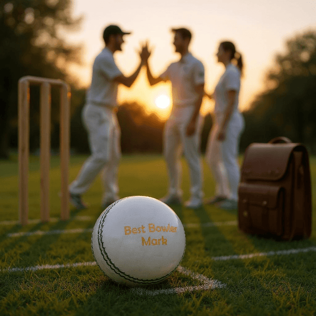 Personalised White Leather Cricket Ball