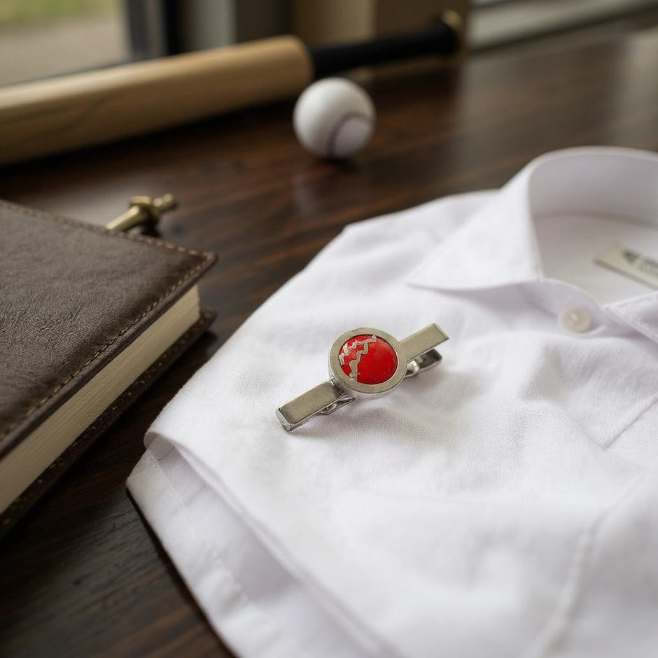 Personalised Cricket Ball Tie Slide/Bar