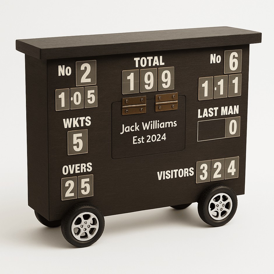 Personalised Cricket Scoreboard Desk Tidy –  Desktop Accessory for Cricket Fans
