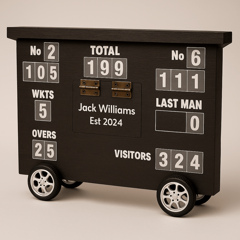 Personalised Cricket Scoreboard Desk Tidy –  Desktop Accessory for Cricket Fans