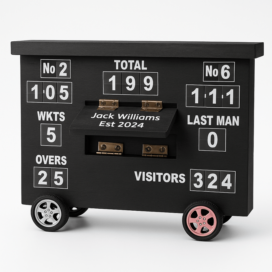 Personalised Cricket Scoreboard Desk Tidy –  Desktop Accessory for Cricket Fans
