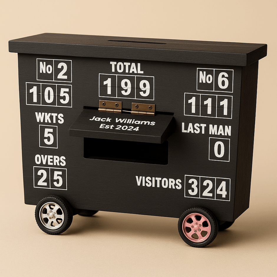 Personalised Cricket Scoreboard Desk Tidy –  Desktop Accessory for Cricket Fans