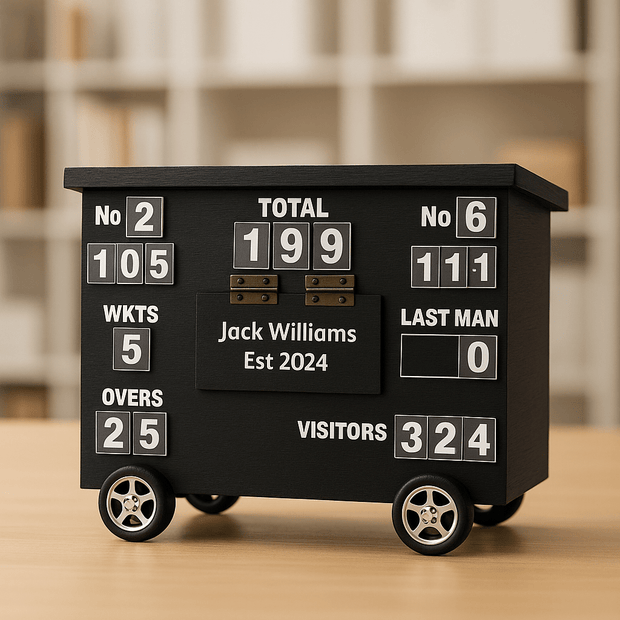 Personalised Cricket Scoreboard Desk Tidy –  Desktop Accessory for Cricket Fans