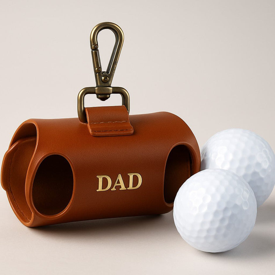 Personalised Tan Leather Golf Ball Caddy