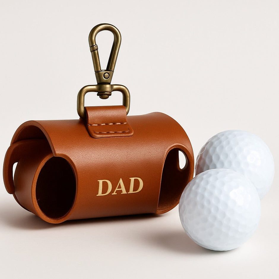 Personalised Tan Leather Golf Ball Caddy