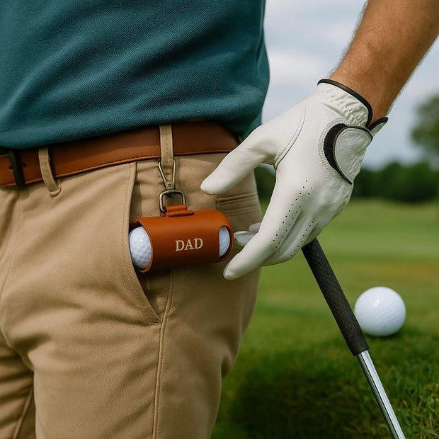 Personalised Tan Leather Golf Ball Caddy