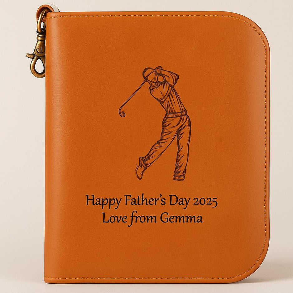 Personalised Golfer’s Accessory Gift Set – Tan Leather Case