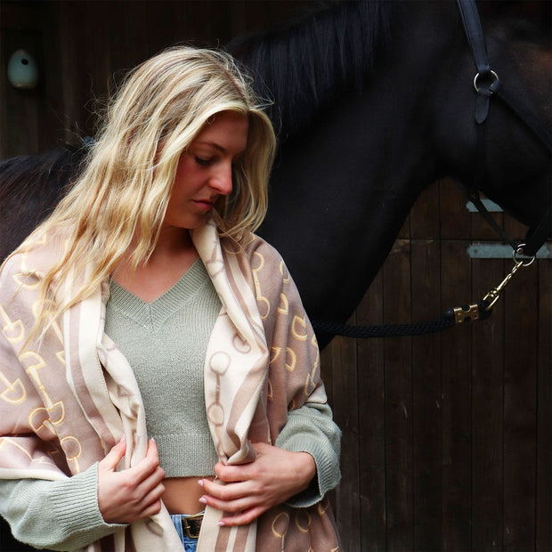 Snaffle Bit Print Scarf (Camel & Cream)
