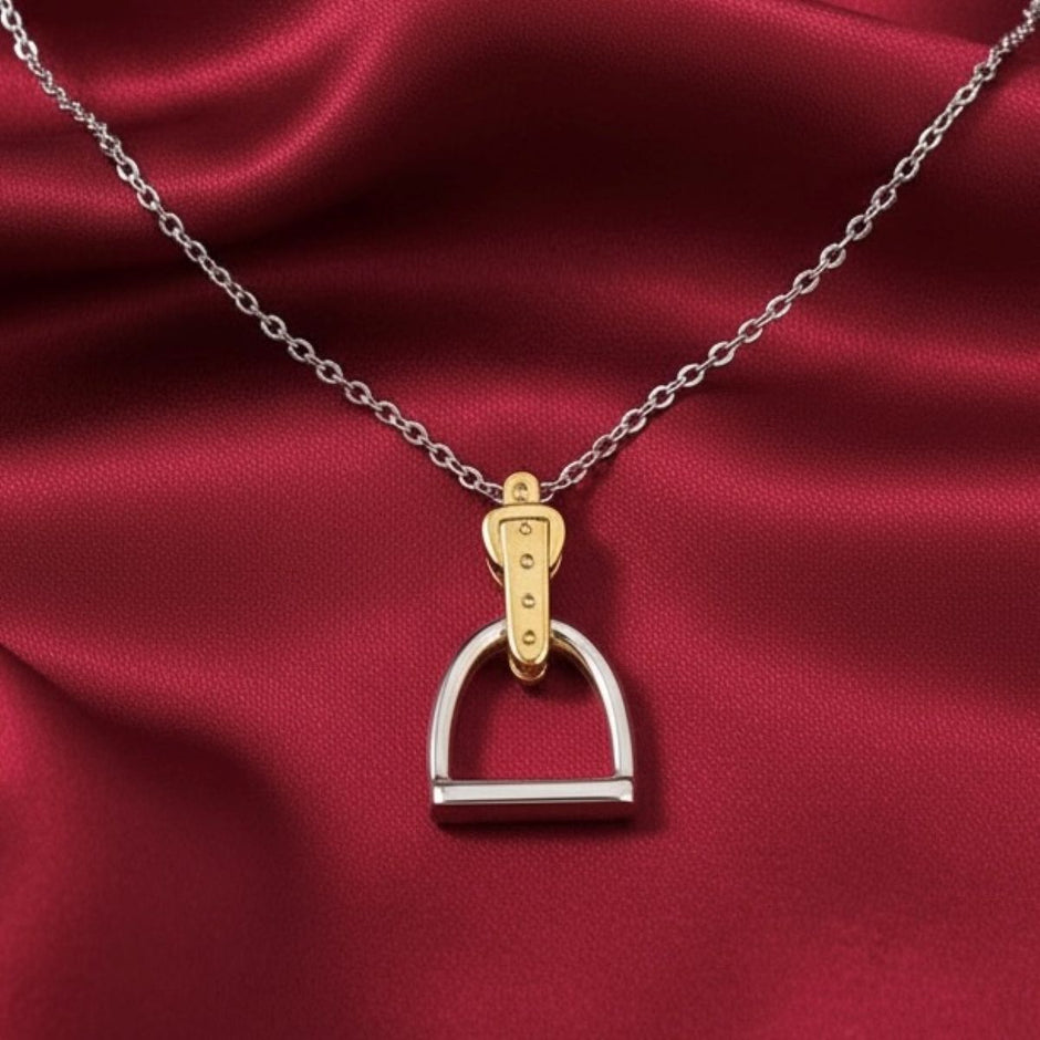 Personalised Sterling Silver and Gold Stirrup Necklace