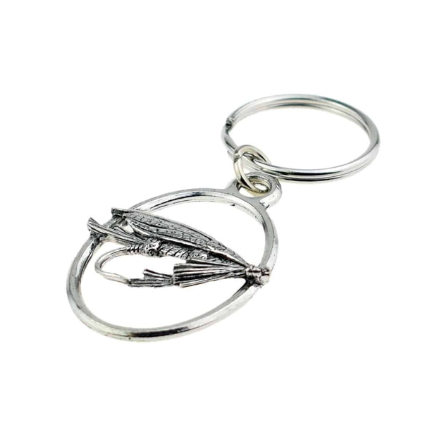 Fly Fishing Keyring in Pewter