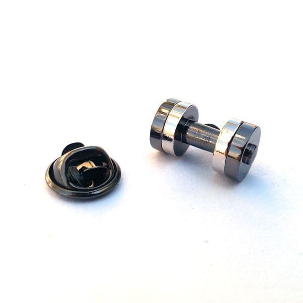 Gunmetal Dumbbell Lapel or Tie Pin