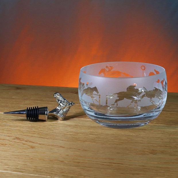 Horse Racing Themed Crystal Snack Bowl