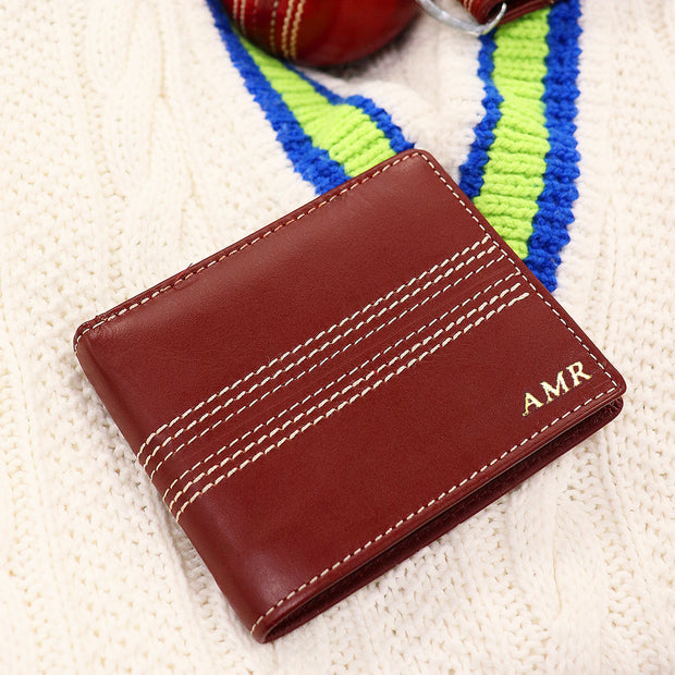 Personalised Vintage Leather Cricket Wallet