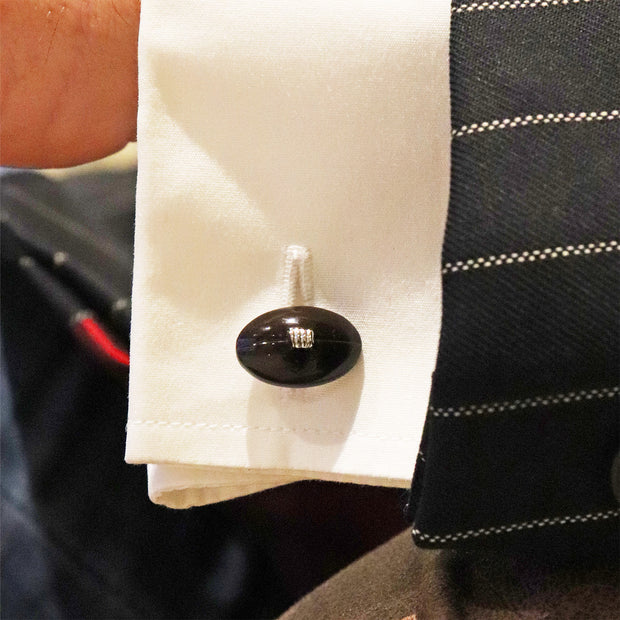 Personalised Dark Brown Rugby Ball Cufflinks