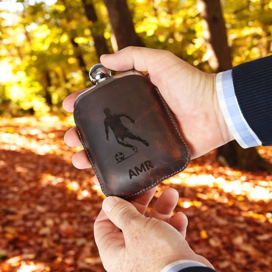 Personalised Buffalo Leather Sports Hipflask