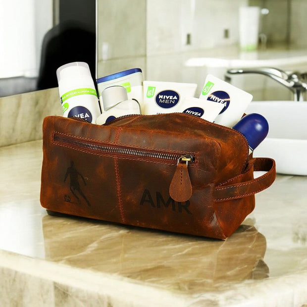 Personalised Buffalo Leather Washbag