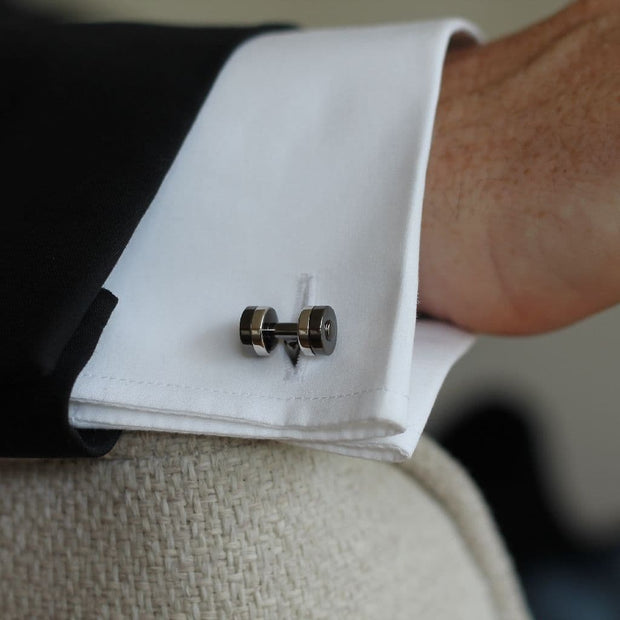 Personalised Gunmetal Dumbbell Cufflinks