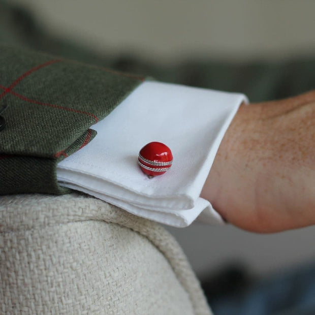 Personalised Red Cricket Ball Cufflinks