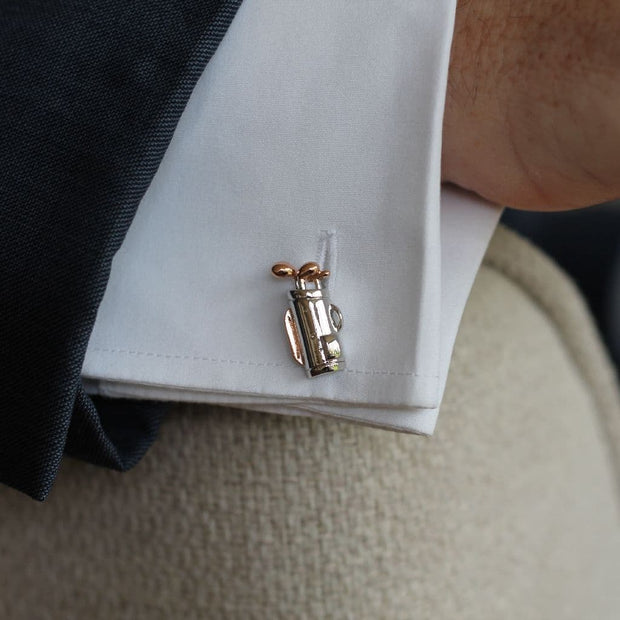 Personalised Two Tone Golf Bag Cufflinks