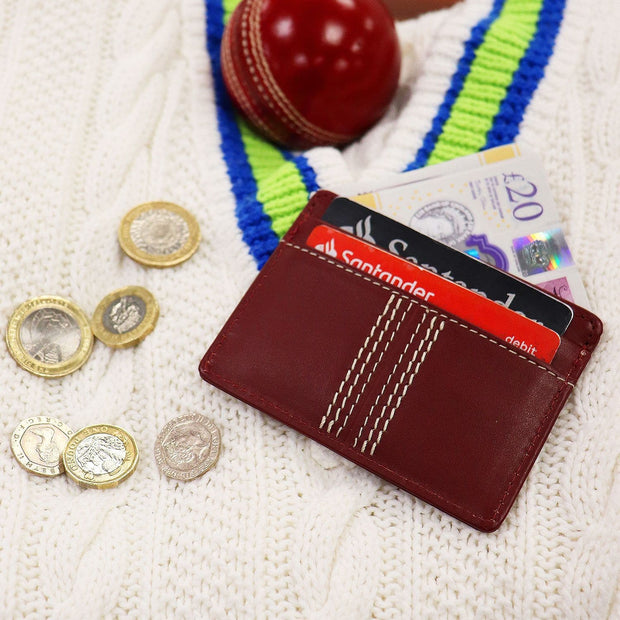 Personalised Leather Cricket Card Holder