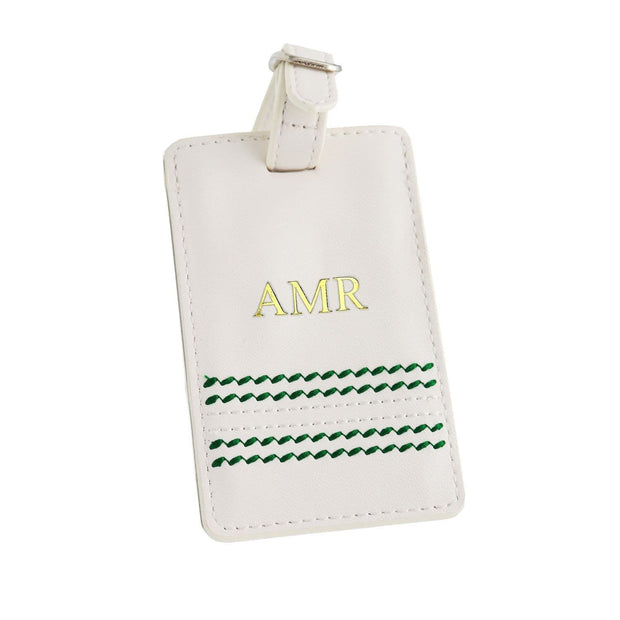 Personalised White Cricket Luggage Tag
