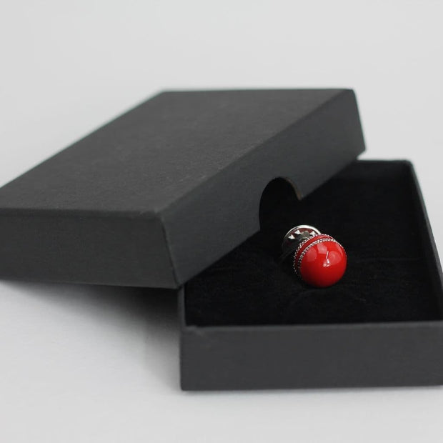 Red Cricket Ball Lapel/Tie Pin