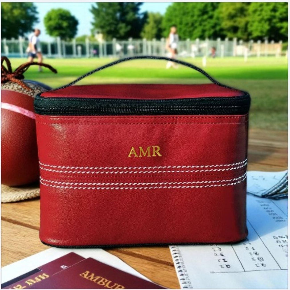 Personalised Red Cricket Insulated Lunch Bag