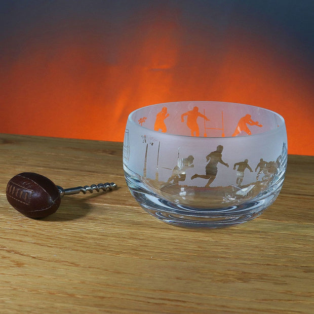 Rugby Themed Crystal Snack Bowl