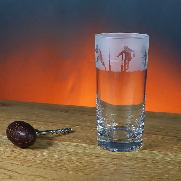 Rugby Themed Highball Tumbler Glass