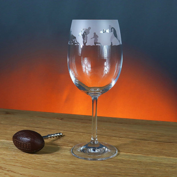 Rugby Themed Wine Glass