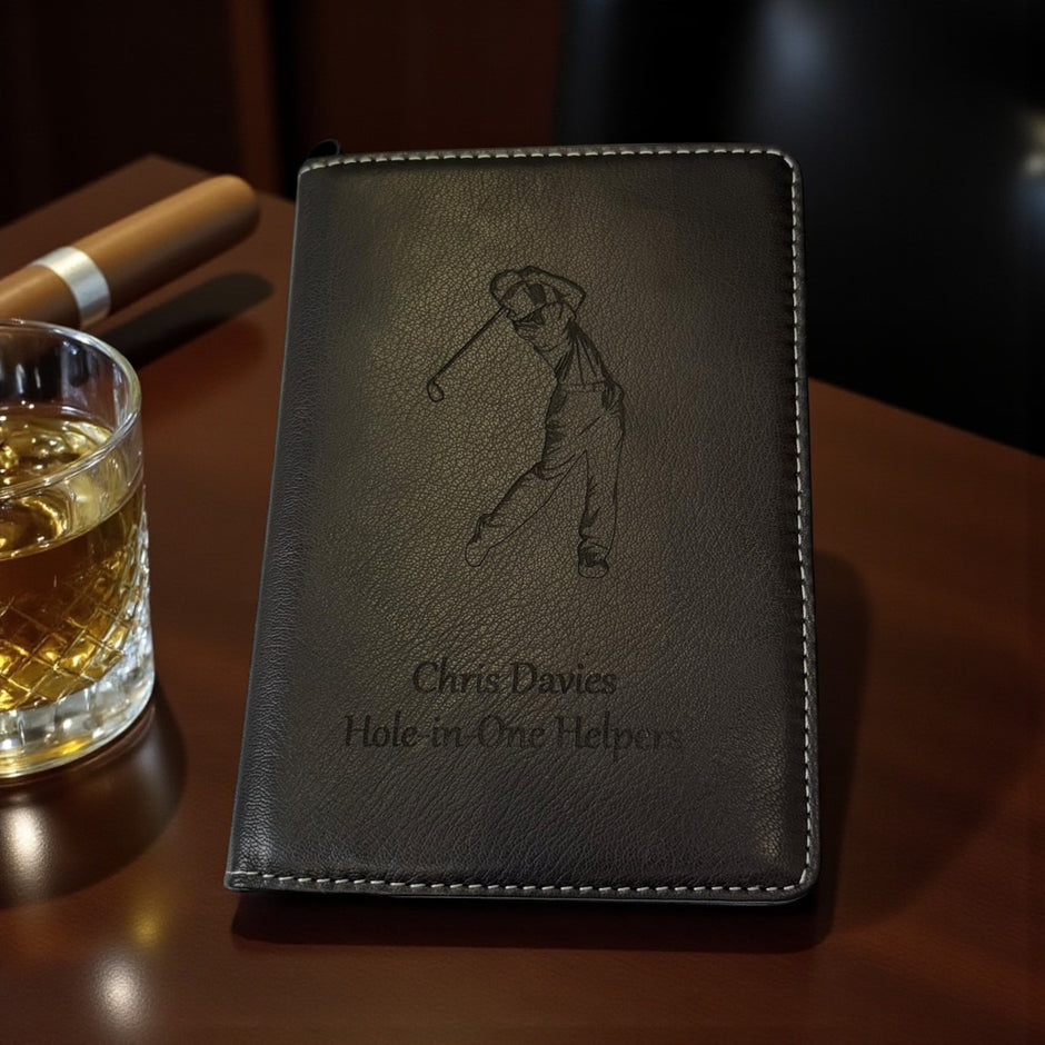 Personalised Leather Golf Scorecard: Handmade Luxury Golf Gift