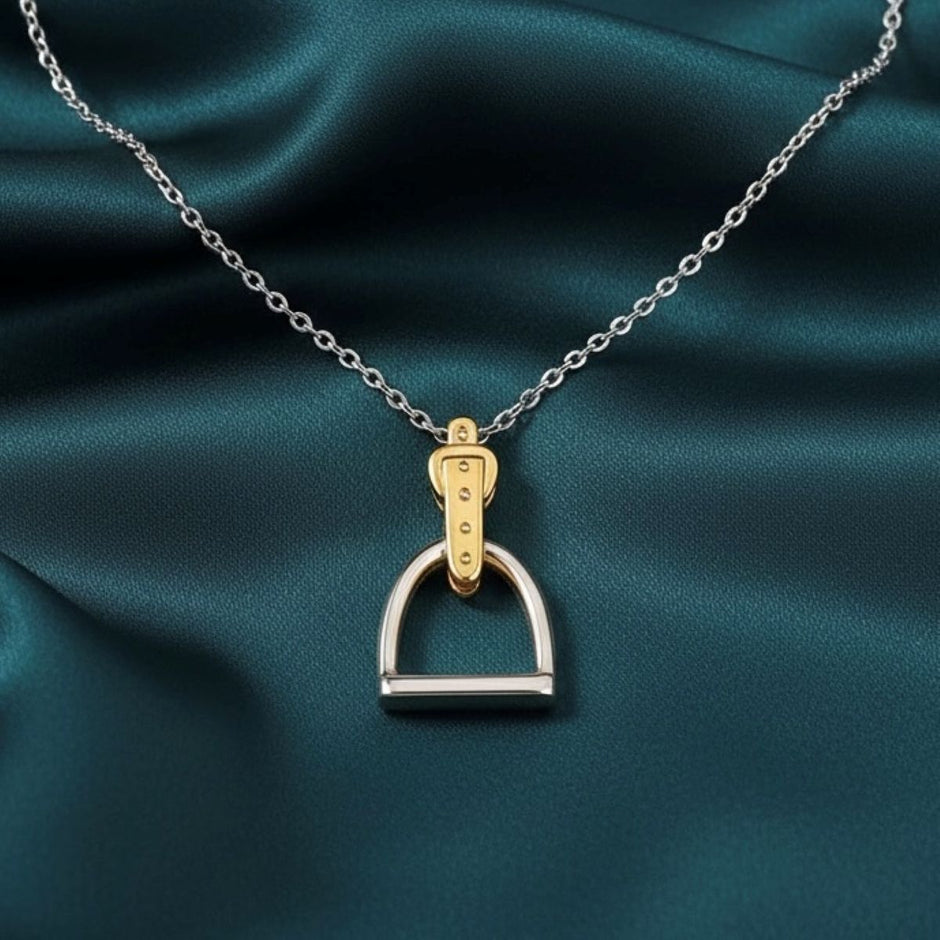 Personalised Sterling Silver and Gold Stirrup Necklace