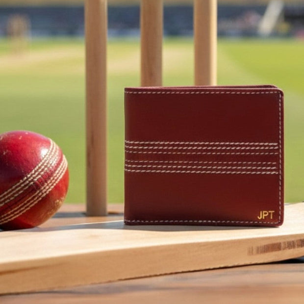 Personalised Vintage Leather Cricket Wallet